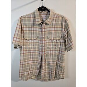 Filson Men's Medium Plaid Short Sleeve‎ Button Up Shirt 100% Cotton